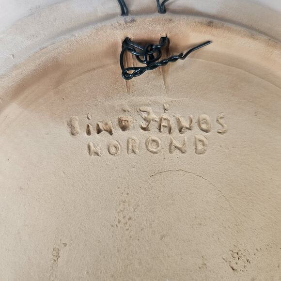 Romanian Hand Crafted Korond Large Glaze Clay Pottery Plate 9.5" Rustic Folk Art - Picture 6 of 8